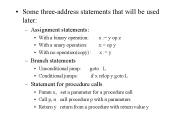 Some threeaddress statements that will be used later: