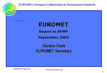 Gordon Clark EUROMET Secretary