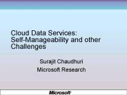 Cloud Data Services: SelfManageability and other Challenges