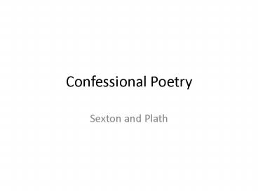 Confessional Poetry