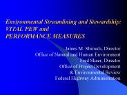 Environmental Streamlining and Stewardship: VITAL FEW and PERFORMANCE MEASURES
