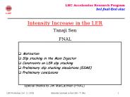 Intensity Increase in the LER Tanaji Sen FNAL