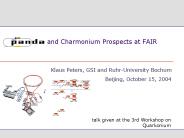 PANDA and Charmonium Prospects at FAIR
