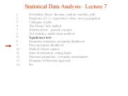 Statistical Data Analysis: Lecture 7