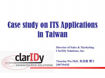 Case study on ITS Applications in Taiwan