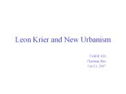 Leon Krier and New Urbanism
