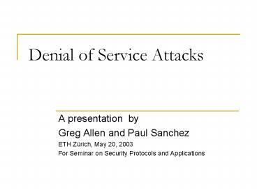Denial of Service Attacks