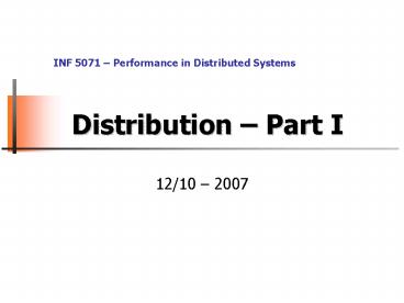 Distribution Part I
