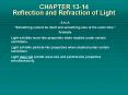 CHAPTER 1314 Reflection and Refraction of Light PowerPoint PPT Presentation