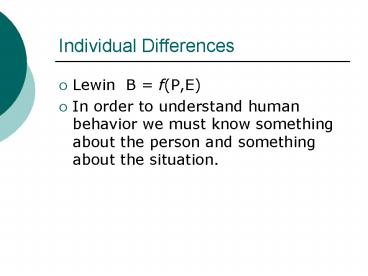 Individual Differences