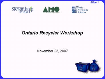 Ontario Recycler Workshop