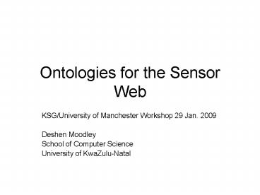 Ontologies for the Sensor Web