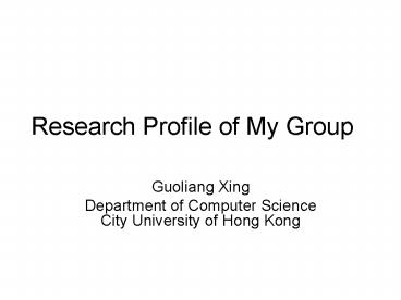 Research Profile of My Group