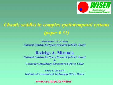 Chaotic saddles in complex spatiotemporal systems paper