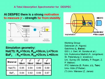 A Total Absorption Spectrometer for DESPEC