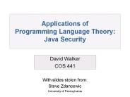 Applications of Programming Language Theory: Java Security