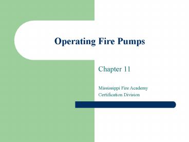 Operating Fire Pumps
