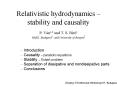 Relativistic hydrodynamics stability and causality PowerPoint PPT Presentation