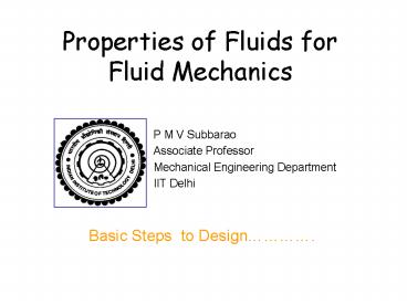 Properties of Fluids for Fluid Mechanics