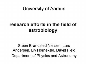 research efforts in the field of astrobiology