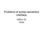 Problems of syntaxsemantics interface