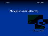 Metaphor and Metonymy