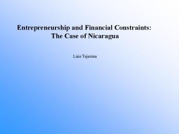 Entrepreneurship and Financial Constraints: