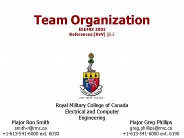 TeamOrganization EEE493 2001 References:HvV 5.2
