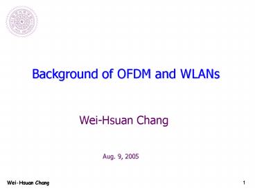 Background of OFDM and WLANs