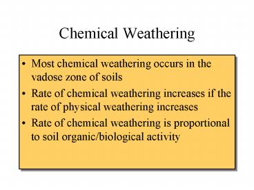 Chemical Weathering