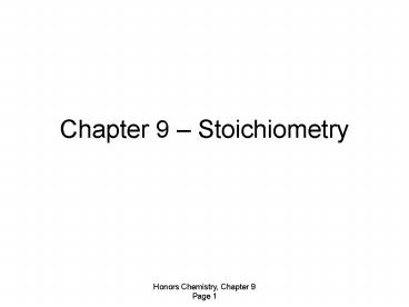 Honors Chemistry, Chapter 9