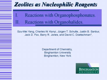 Zeolites as Nucleophilic Reagents