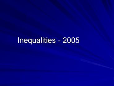 Inequalities 2005