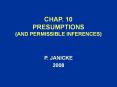 CHAP. 10 PRESUMPTIONS (AND PERMISSIBLE INFERENCES) PowerPoint PPT Presentation