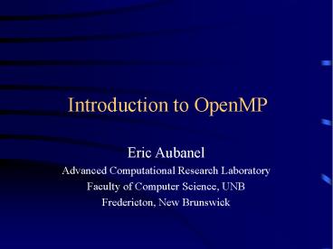 Introduction to OpenMP