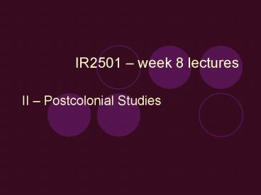IR2501 week 8 lectures