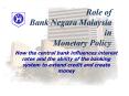Role of Bank Negara Malaysia in Monetary Policy PowerPoint PPT Presentation