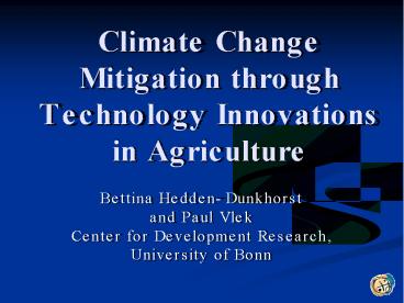 Climate Change Mitigation through Technology Innovations in Agriculture