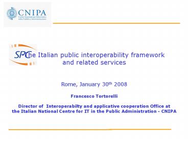 I servizi di cooperazione applicativa nel SPC