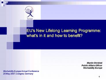 Workability Europe Annual Conference Amsterdam, The Netherlands 911 May 2006