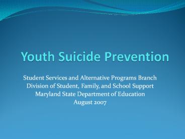 Youth Suicide Prevention