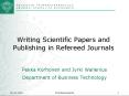 Writing Scientific Papers and Publishing in Refereed Journals PowerPoint PPT Presentation