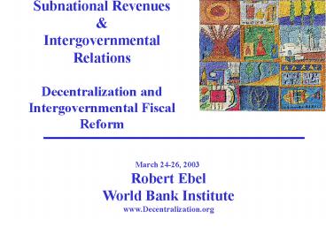 Subnational Revenues