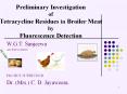 Preliminary Investigation of Tetracycline Residues in Broiler Meat by Fluorescence Detection PowerPoint PPT Presentation