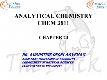 ANALYTICAL CHEMISTRY CHEM 3811 CHAPTER 23
