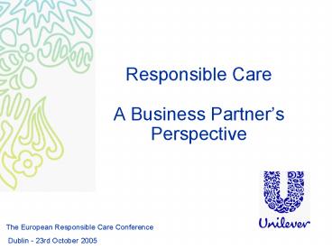 Responsible Care A Business Partners Perspective
