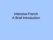 Intensive French A Brief Introduction