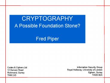 CRYPTOGRAPHY