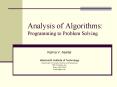 Analysis of Algorithms: Programming to Problem Solving PowerPoint PPT Presentation