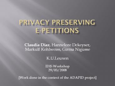 privacy preserving      e-petitions